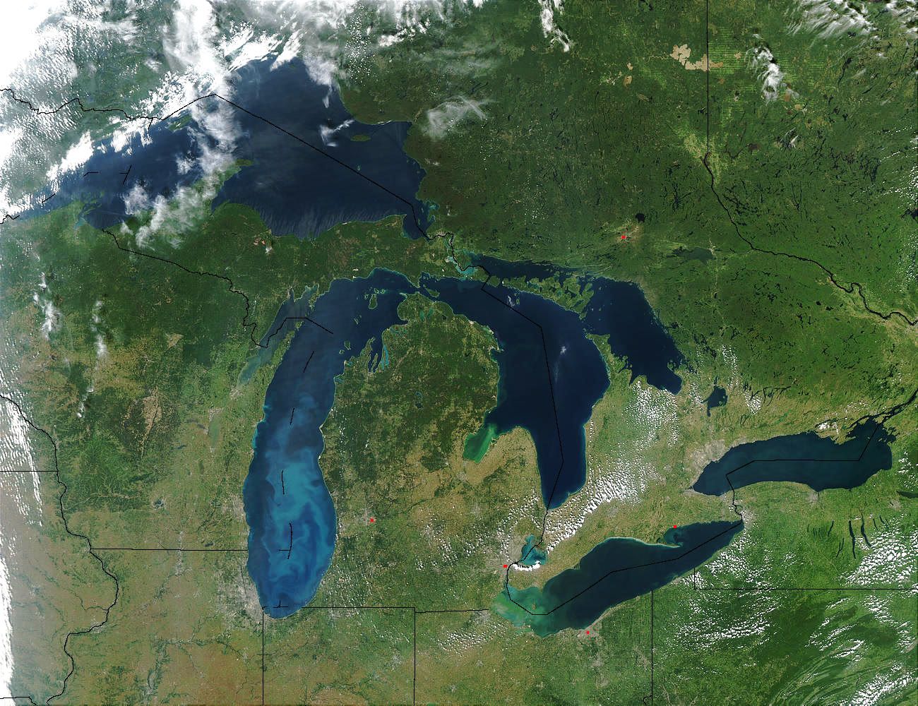 Satellite view of the Great Lakes